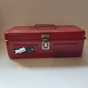Disston Red Metal Toolbox/Tackle Box Made In USA Vintage